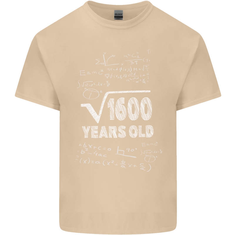 40th Birthday 40 Year Old Geek Funny Maths Mens Cotton T-Shirt Tee Top Sand