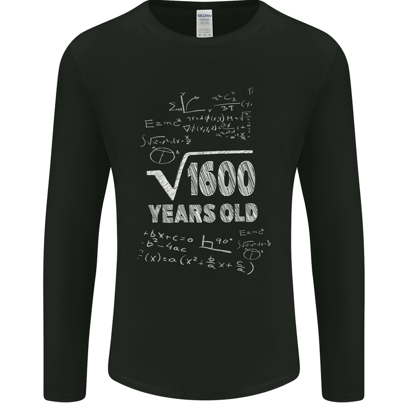 40th Birthday 40 Year Old Geek Funny Maths Mens Long Sleeve T-Shirt Black