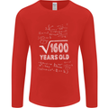 40th Birthday 40 Year Old Geek Funny Maths Mens Long Sleeve T-Shirt Red