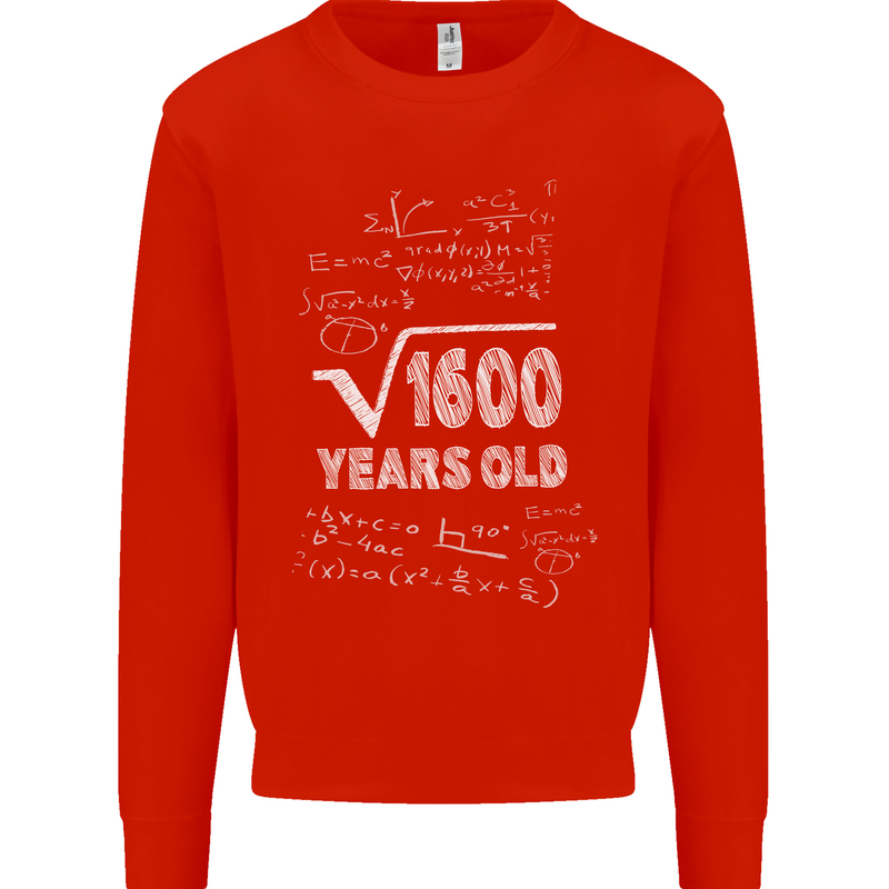 40th Birthday 40 Year Old Geek Funny Maths Mens Sweatshirt Jumper Bright Red