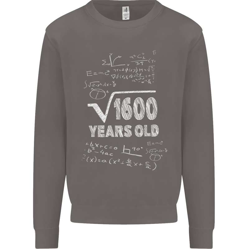 40th Birthday 40 Year Old Geek Funny Maths Mens Sweatshirt Jumper Charcoal