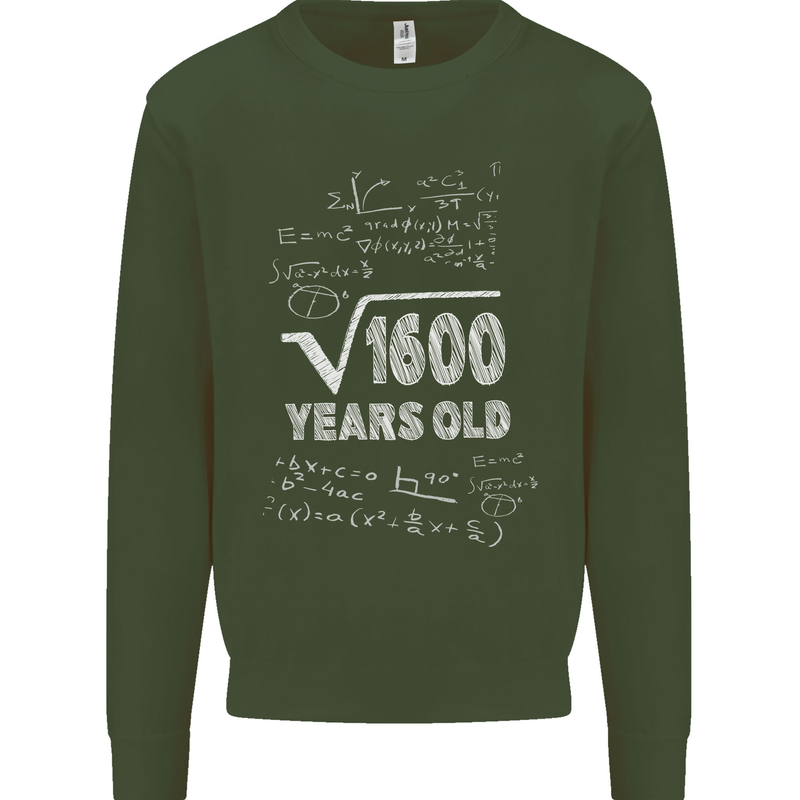 40th Birthday 40 Year Old Geek Funny Maths Mens Sweatshirt Jumper Forest Green