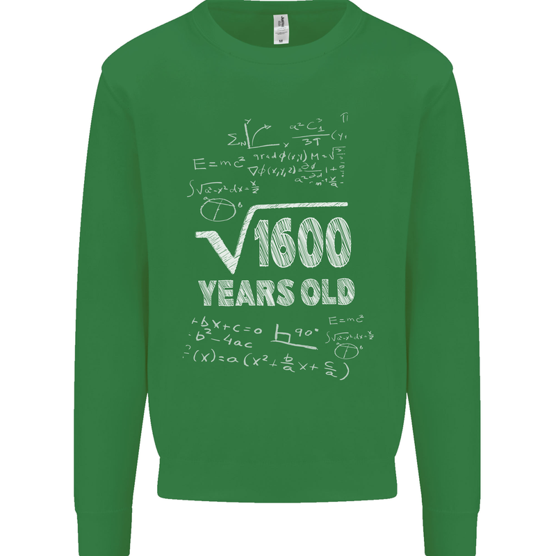 40th Birthday 40 Year Old Geek Funny Maths Mens Sweatshirt Jumper Irish Green