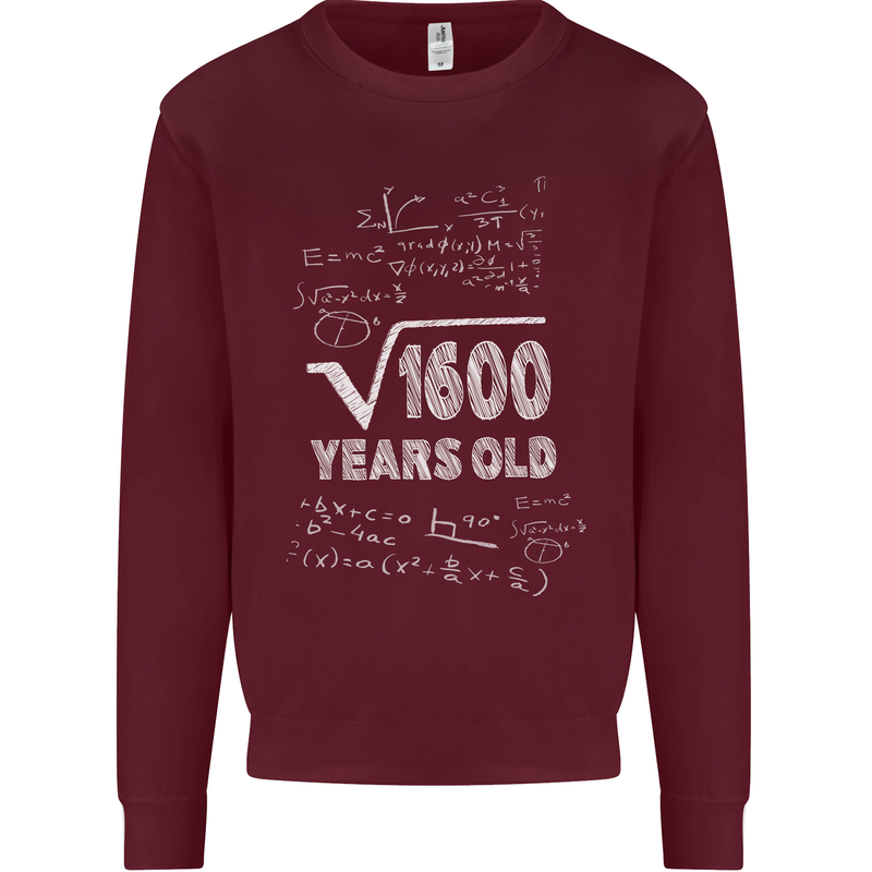 40th Birthday 40 Year Old Geek Funny Maths Mens Sweatshirt Jumper Maroon