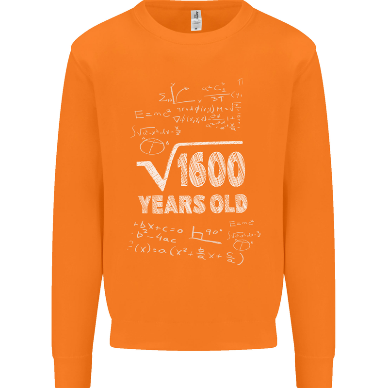 40th Birthday 40 Year Old Geek Funny Maths Mens Sweatshirt Jumper Orange
