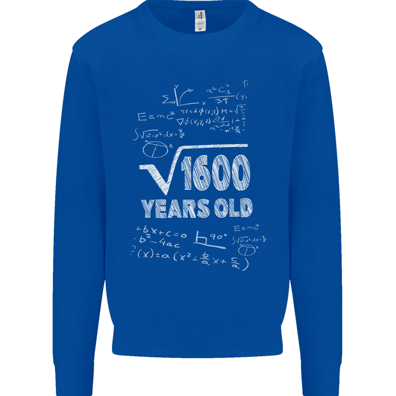 40th Birthday 40 Year Old Geek Funny Maths Mens Sweatshirt Jumper Royal Blue