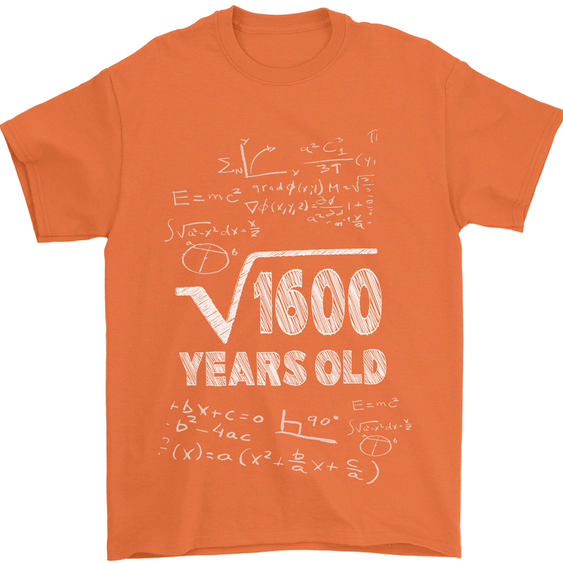 40th Birthday 40 Year Old Geek Funny Maths Mens T-Shirt 100% Cotton Orange