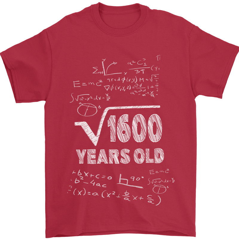 40th Birthday 40 Year Old Geek Funny Maths Mens T-Shirt 100% Cotton Red