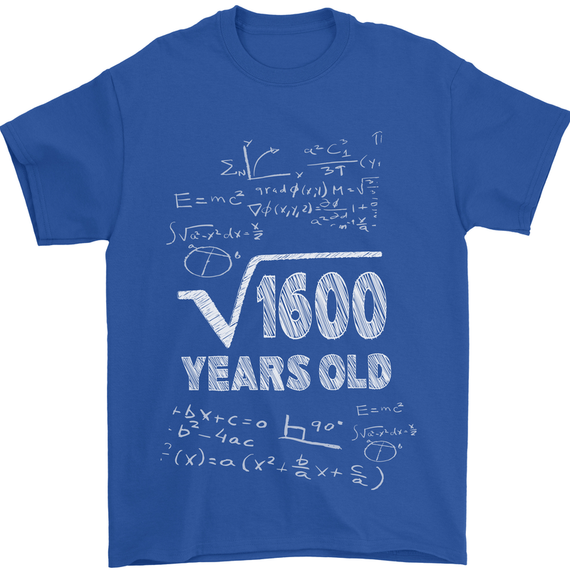 40th Birthday 40 Year Old Geek Funny Maths Mens T-Shirt 100% Cotton Royal Blue