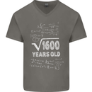 40th Birthday 40 Year Old Geek Funny Maths Mens V-Neck Cotton T-Shirt Charcoal