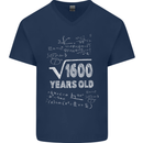 40th Birthday 40 Year Old Geek Funny Maths Mens V-Neck Cotton T-Shirt Navy Blue