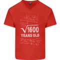 40th Birthday 40 Year Old Geek Funny Maths Mens V-Neck Cotton T-Shirt Red