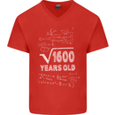 40th Birthday 40 Year Old Geek Funny Maths Mens V-Neck Cotton T-Shirt Red