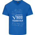 40th Birthday 40 Year Old Geek Funny Maths Mens V-Neck Cotton T-Shirt Royal Blue