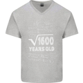 40th Birthday 40 Year Old Geek Funny Maths Mens V-Neck Cotton T-Shirt Sports Grey