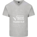40th Birthday 40 Year Old Geek Funny Maths Mens V-Neck Cotton T-Shirt Sports Grey