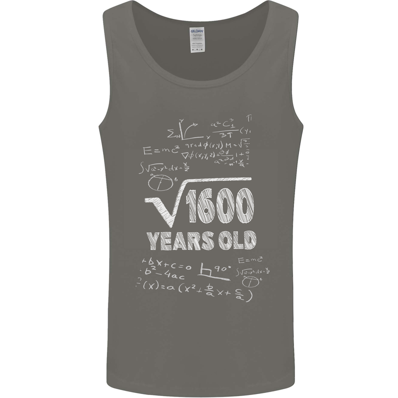 40th Birthday 40 Year Old Geek Funny Maths Mens Vest Tank Top Charcoal