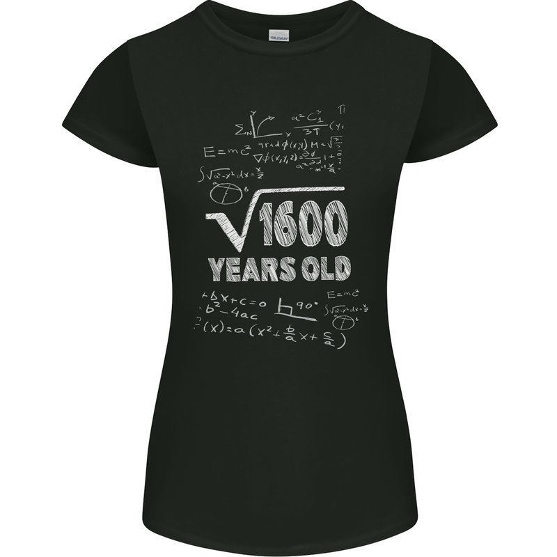 40th Birthday 40 Year Old Geek Funny Maths Womens Petite Cut T-Shirt Black