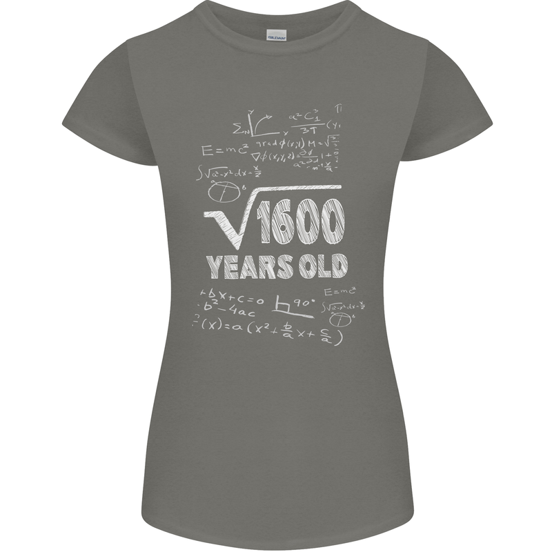 40th Birthday 40 Year Old Geek Funny Maths Womens Petite Cut T-Shirt Charcoal