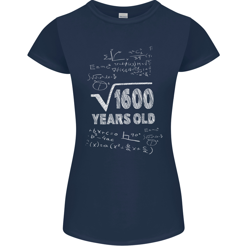 40th Birthday 40 Year Old Geek Funny Maths Womens Petite Cut T-Shirt Navy Blue
