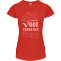 40th Birthday 40 Year Old Geek Funny Maths Womens Petite Cut T-Shirt Red