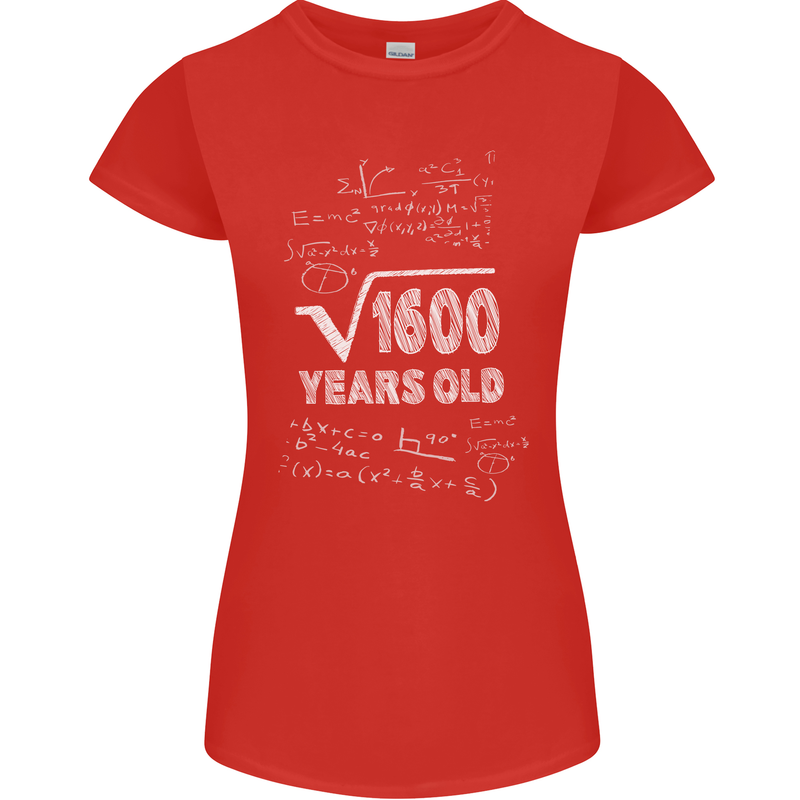 40th Birthday 40 Year Old Geek Funny Maths Womens Petite Cut T-Shirt Red