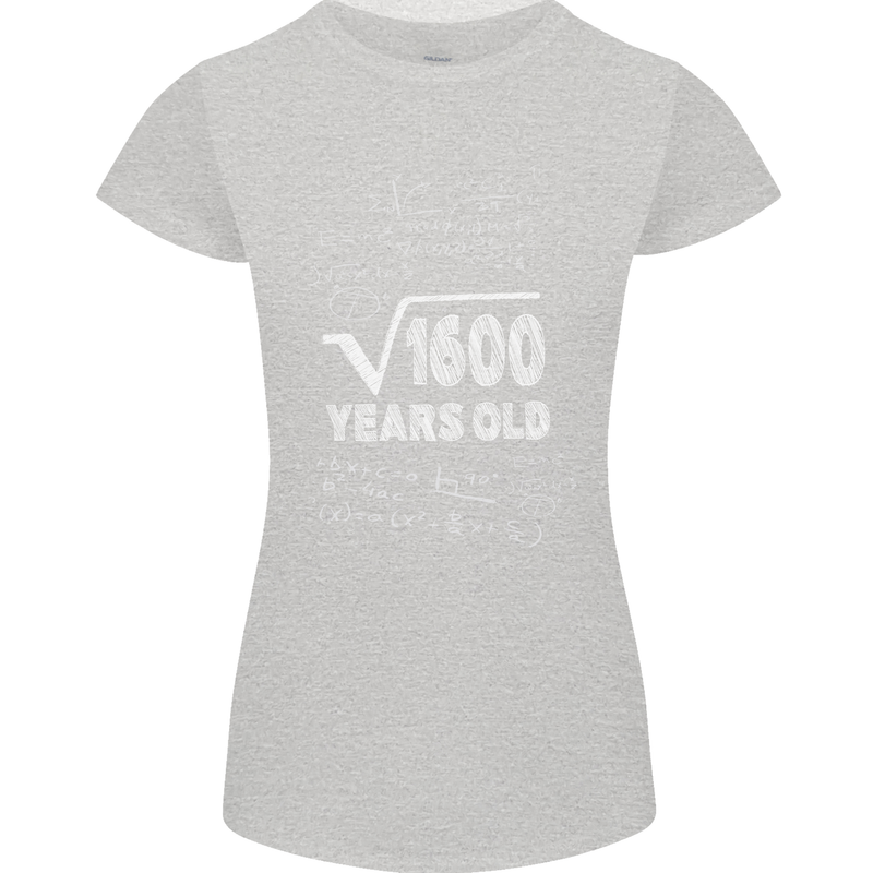 40th Birthday 40 Year Old Geek Funny Maths Womens Petite Cut T-Shirt Sports Grey