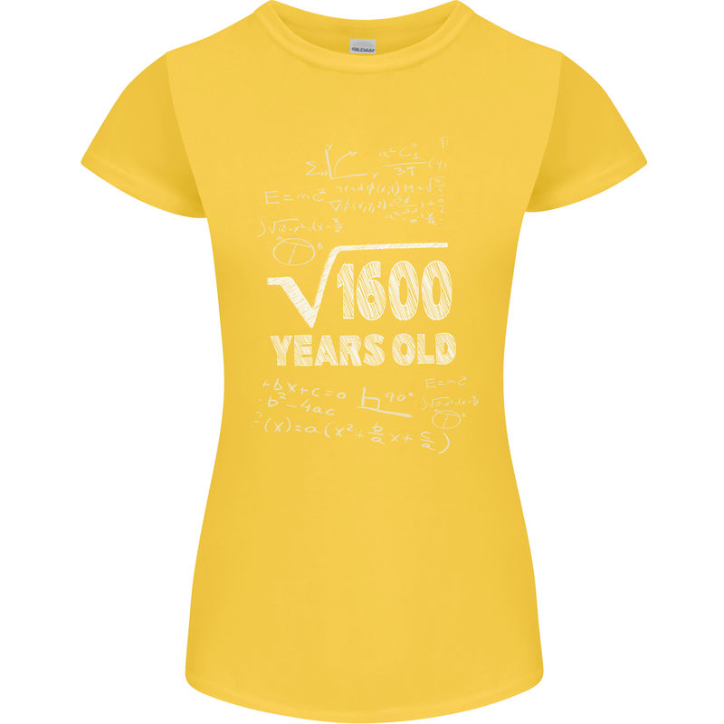 40th Birthday 40 Year Old Geek Funny Maths Womens Petite Cut T-Shirt Yellow