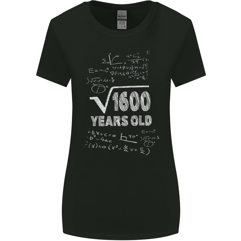 40th Birthday 40 Year Old Geek Funny Maths Womens Wider Cut T-Shirt Black