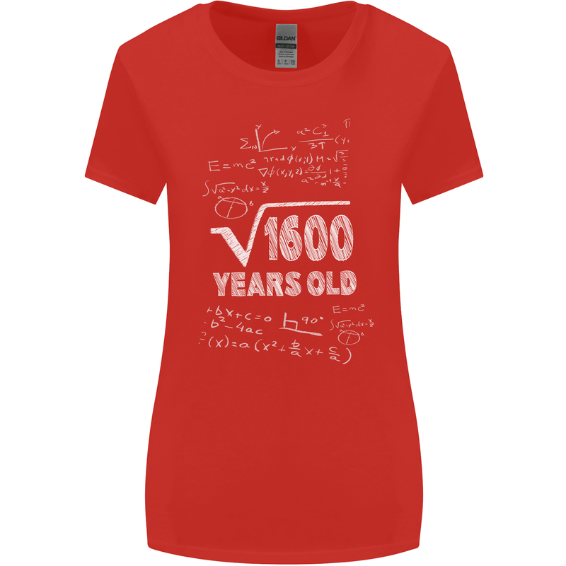40th Birthday 40 Year Old Geek Funny Maths Womens Wider Cut T-Shirt Red