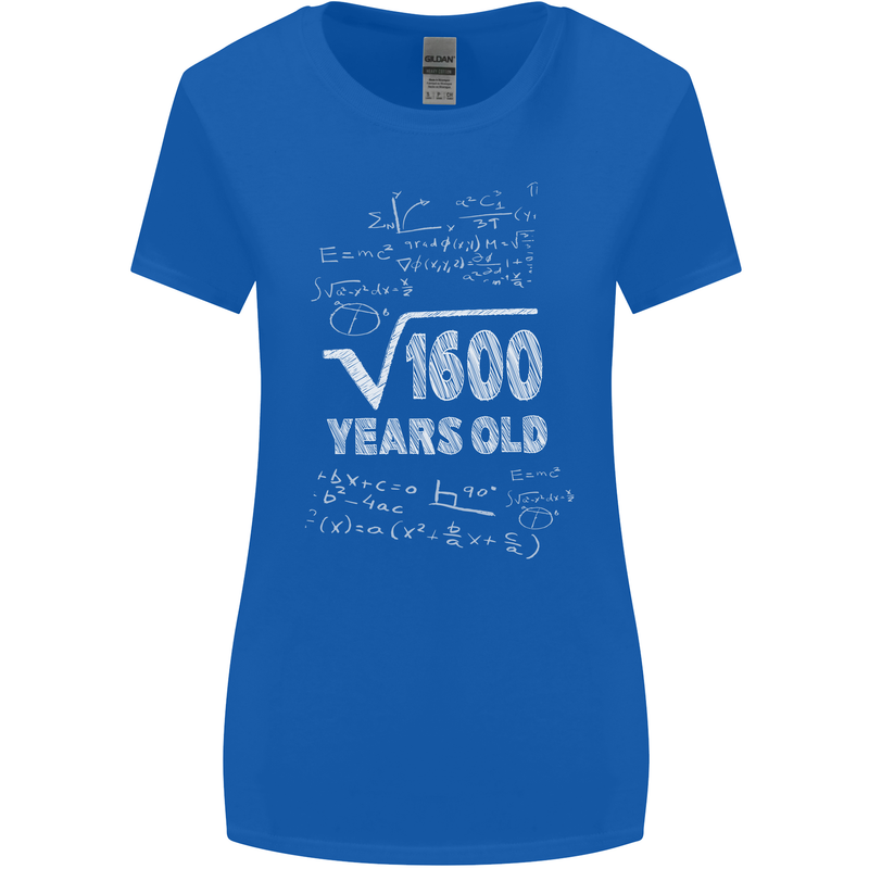 40th Birthday 40 Year Old Geek Funny Maths Womens Wider Cut T-Shirt Royal Blue