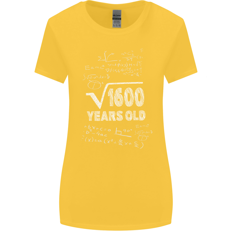 40th Birthday 40 Year Old Geek Funny Maths Womens Wider Cut T-Shirt Yellow