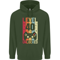 40th Birthday 40 Year Old Level Up Gamming Mens 80% Cotton Hoodie Forest Green