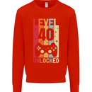 40th Birthday 40 Year Old Level Up Gamming Mens Sweatshirt Jumper Bright Red