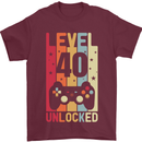 40th Birthday 40 Year Old Level Up Gamming Mens T-Shirt 100% Cotton Maroon