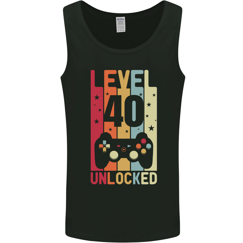 40th Birthday 40 Year Old Level Up Gamming Mens Vest Tank Top Black