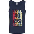 40th Birthday 40 Year Old Level Up Gamming Mens Vest Tank Top Navy Blue