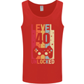 40th Birthday 40 Year Old Level Up Gamming Mens Vest Tank Top Red