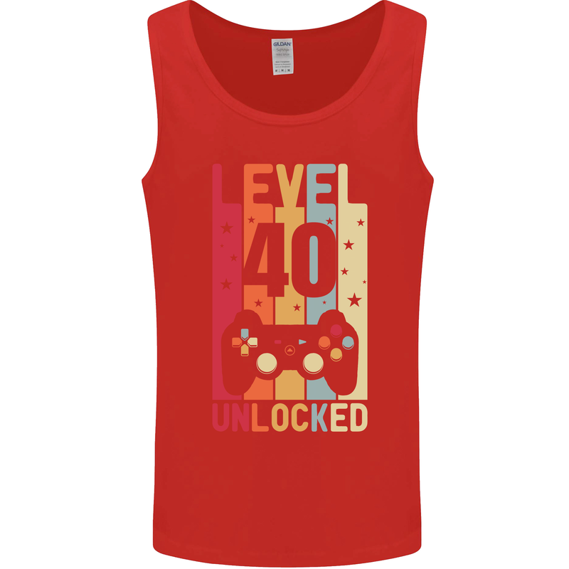 40th Birthday 40 Year Old Level Up Gamming Mens Vest Tank Top Red