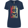 40th Birthday 40 Year Old Level Up Gamming Womens Wider Cut T-Shirt Navy Blue