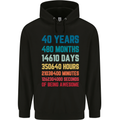 40th Birthday 40 Year Old Mens 80% Cotton Hoodie Black