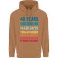 40th Birthday 40 Year Old Mens 80% Cotton Hoodie Caramel Latte