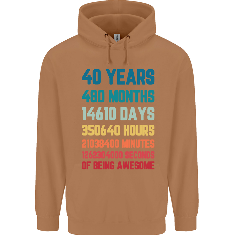 40th Birthday 40 Year Old Mens 80% Cotton Hoodie Caramel Latte