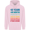 40th Birthday 40 Year Old Mens 80% Cotton Hoodie Light Pink