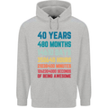 40th Birthday 40 Year Old Mens 80% Cotton Hoodie Sports Grey