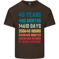 40th Birthday 40 Year Old Mens Cotton T-Shirt Tee Top Dark Chocolate