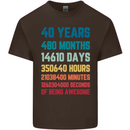 40th Birthday 40 Year Old Mens Cotton T-Shirt Tee Top Dark Chocolate