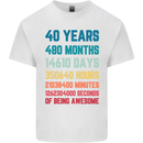 40th Birthday 40 Year Old Mens Cotton T-Shirt Tee Top White