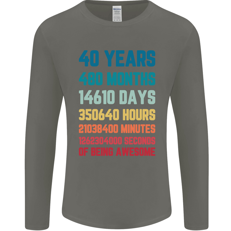 40th Birthday 40 Year Old Mens Long Sleeve T-Shirt Charcoal