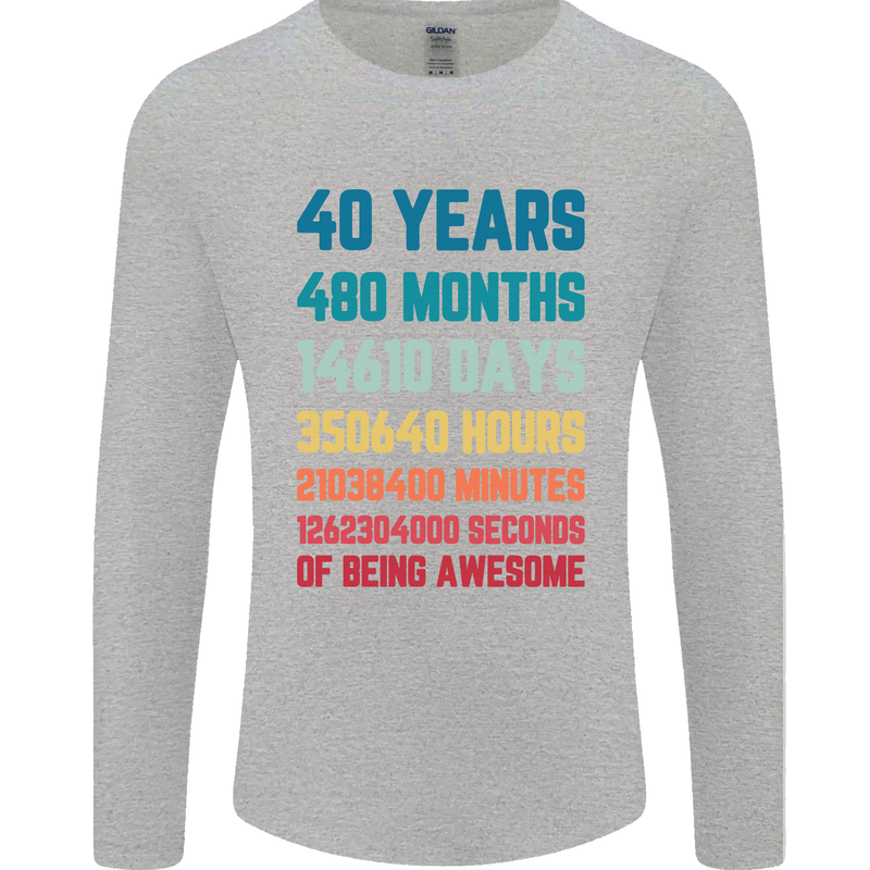 40th Birthday 40 Year Old Mens Long Sleeve T-Shirt Sports Grey